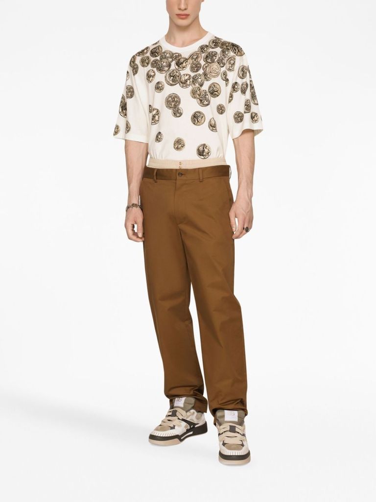 Tシャツ・カットソー Dolce & Gabbana SETA STAMPA CRAVATTA (G5MA3T IS1VTHB5GA) Cream T-shirt with embroidered logo Dolce & Gabbana - Vitkac AS