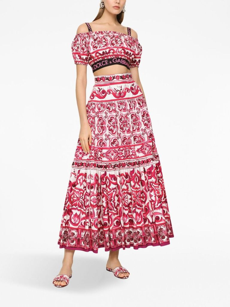 Majolica-print maxi skirt