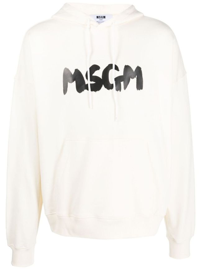 MSGM Graphic-print Cotton Hoodie in Blue for Men