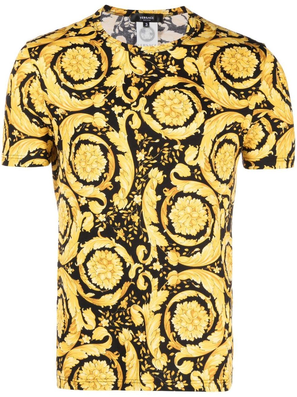 Versace Men Baroque Pattern T shirt S Size Barocco Black Gold Medusa