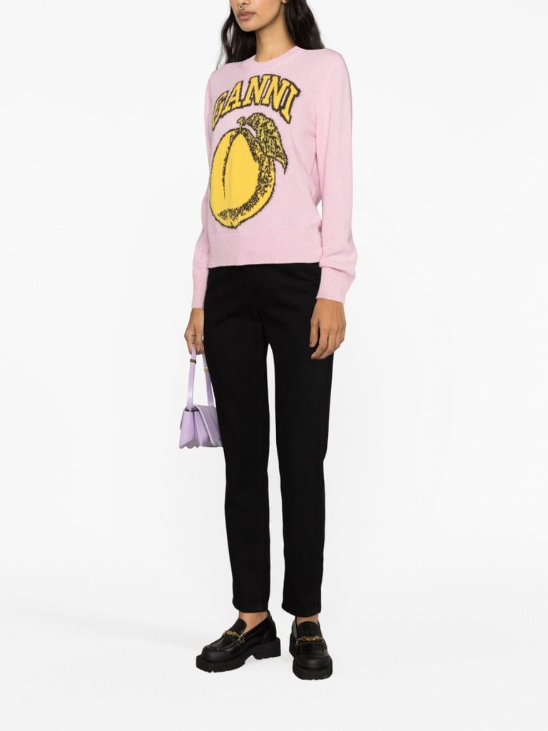 GANNI ロコ刺繍ニットヒニ A60625840 921 Ganni Logo Bow Intarsia-Knit Tank Top | Saks Fifth Avenue