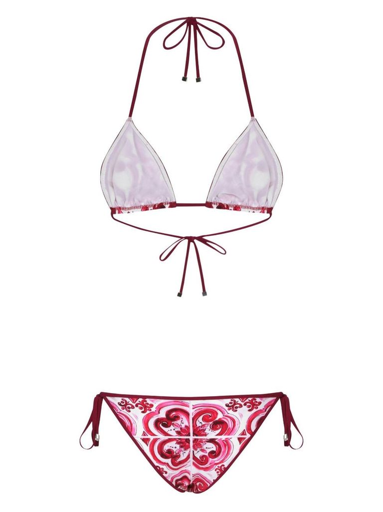 Majolica-print triangle bikini in Multicolor for Women
