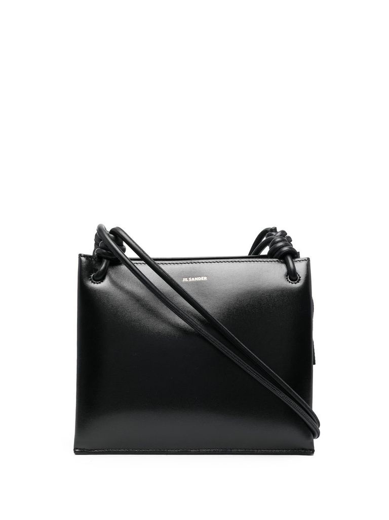 【Jil Sander】Logo Stamp Leather Shoulder Bag Black Logo-stamp shoulder bag