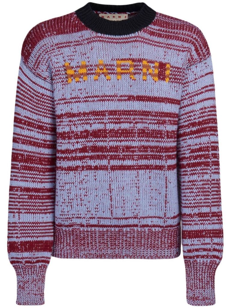 Intarsia-knit-logo sweater