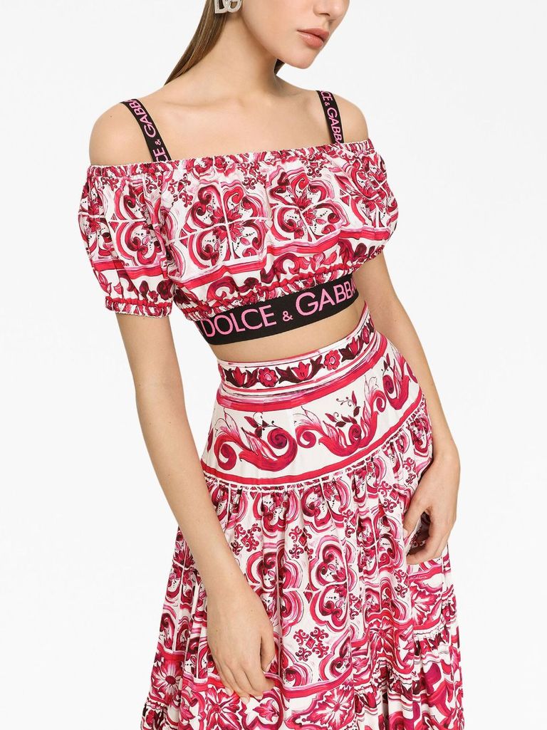 Dolce gabbana majolica 2 piece skirt & crop outlet set