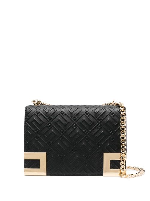 GIVENCHY Logo Embossed Leather Chain Wallet Shoulder Bag Black