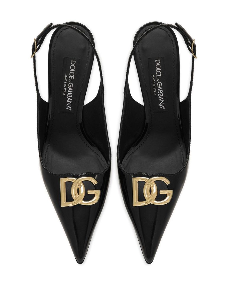 【関税＆送料込み】Dolce & Gabbana Sling Back With Logo Dolce & Gabbana logo-plaque Heeled Slingback Pumps | Pink