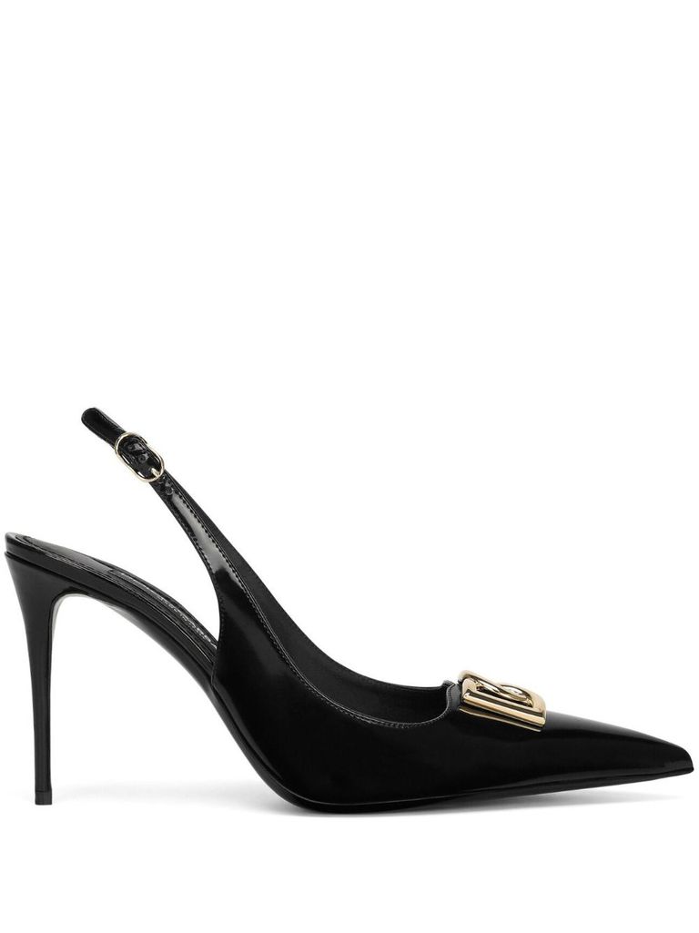 Logo-plaque slingback