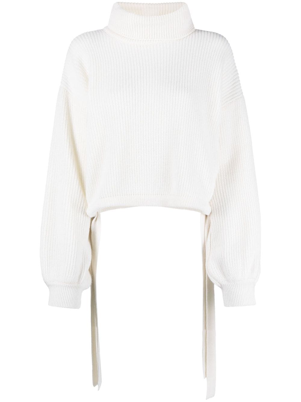 white cropped roll neck jumper