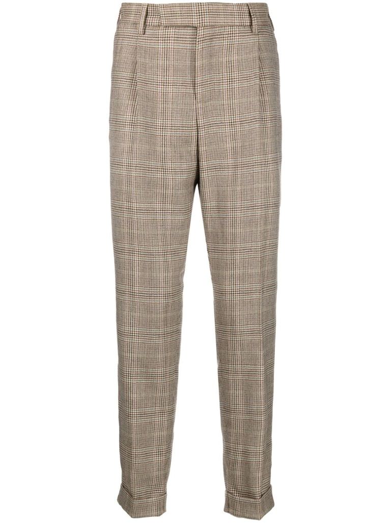 Cigarette Trousers In Navy Blue Check Pattern | AWAMA | SilkFred US