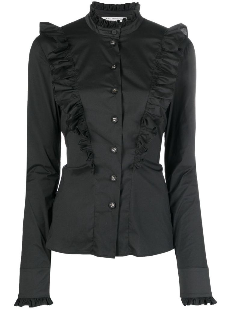 Camicia nera hot sale con volant