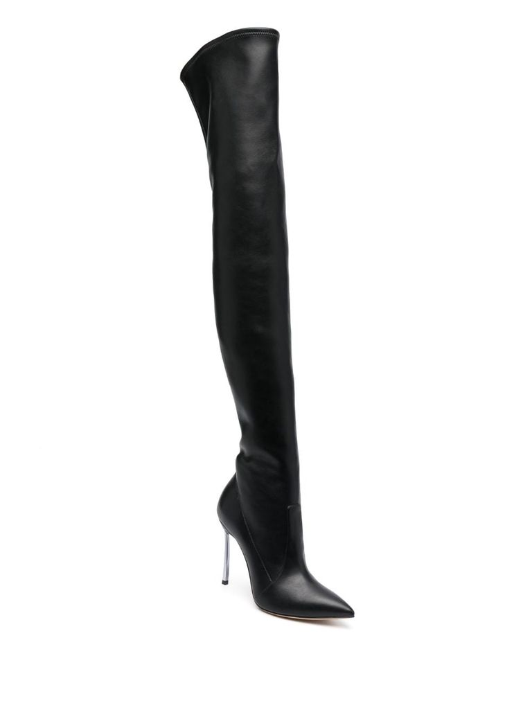 Blade thigh-high boots