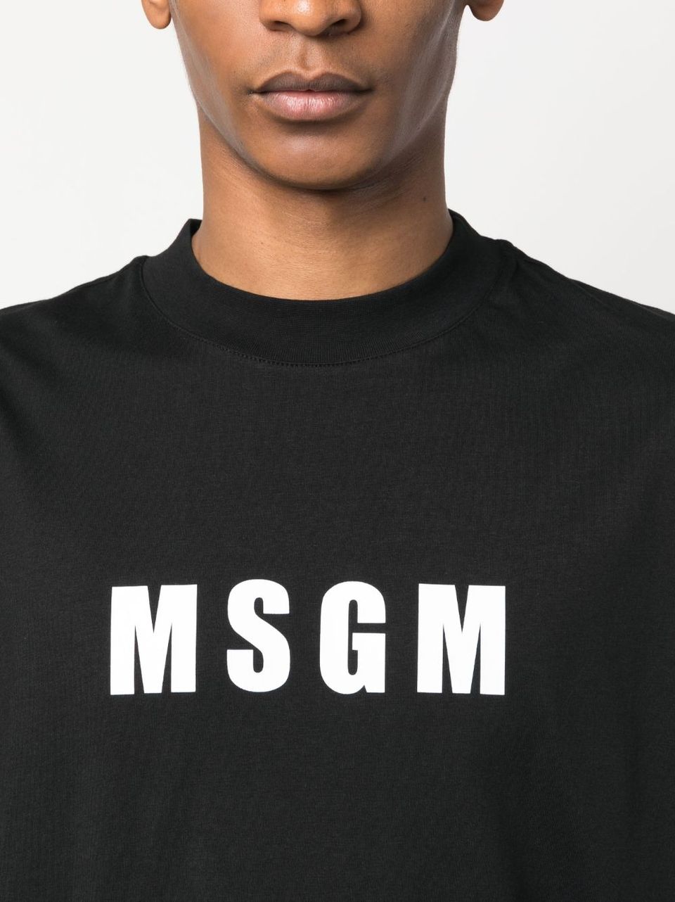 MSGM Box Logo Print Short Sleeved Crewneck T-Shirt