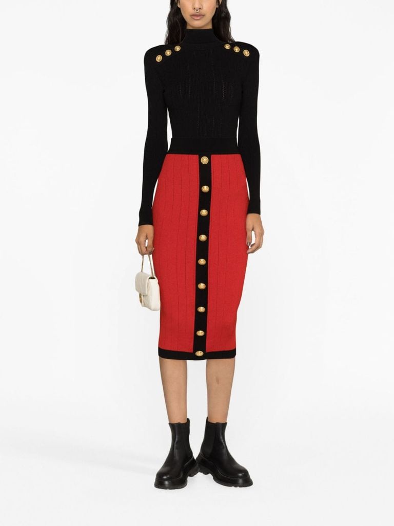 スカート Balmain Gonna Midi A Rombi Con Bottoni Knit skirt with buttons - Women | BALMAIN