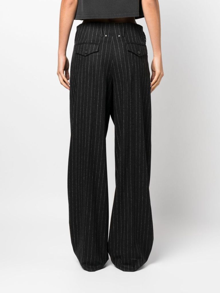 Holland Cooper High Waisted Straight Trouser in Navy Chalk Pin Stripe -  Kate Middleton Pants - Kate's Closet