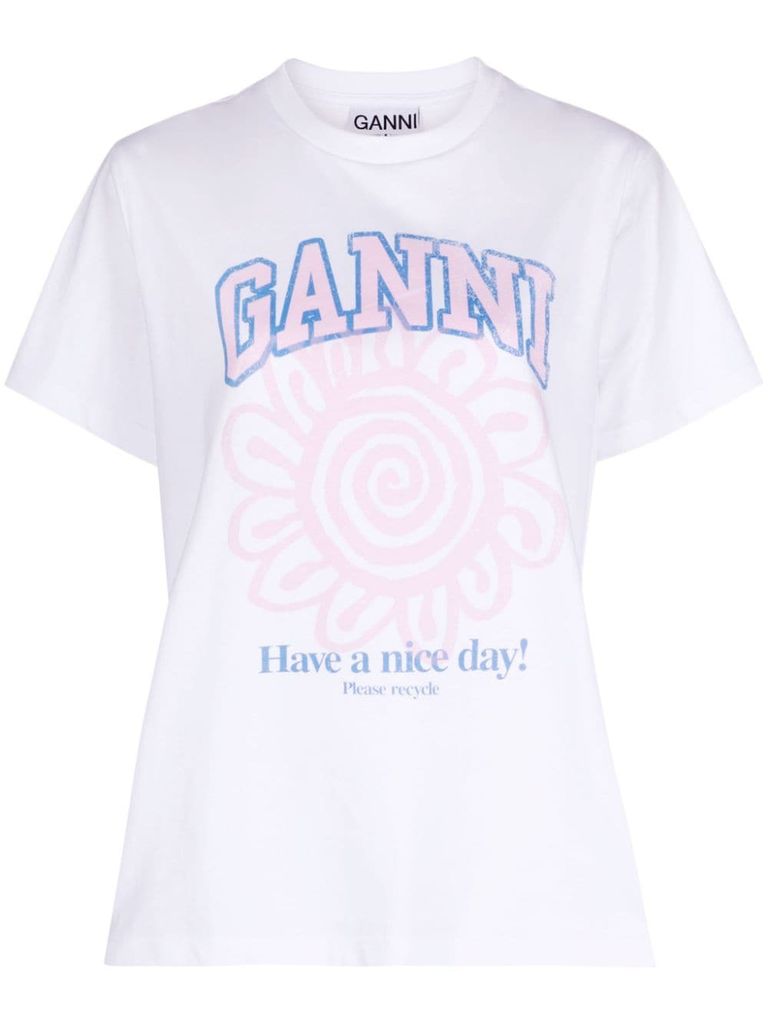 Ganni t shirt on sale pink