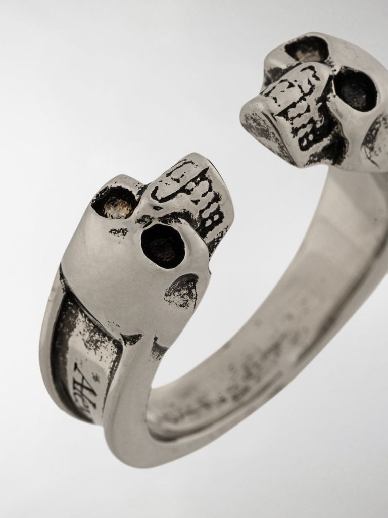 Alexander mcqueen twin skull ring best sale