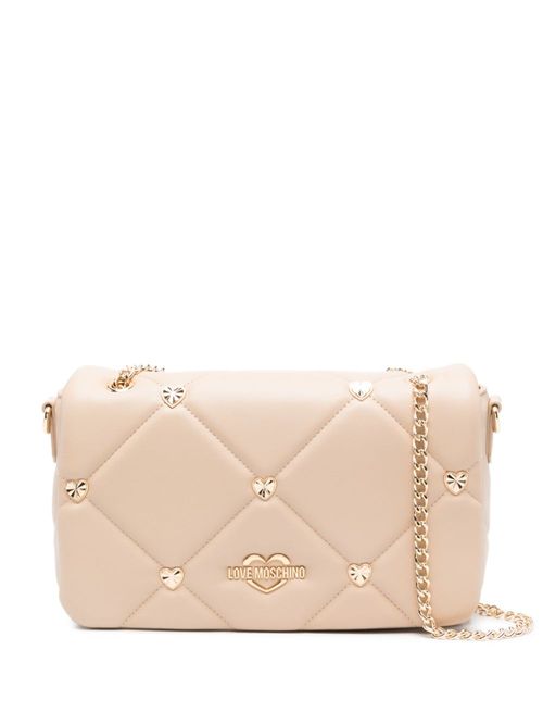 Love Moschino heart-plaque foldover shoulder bag in Pink