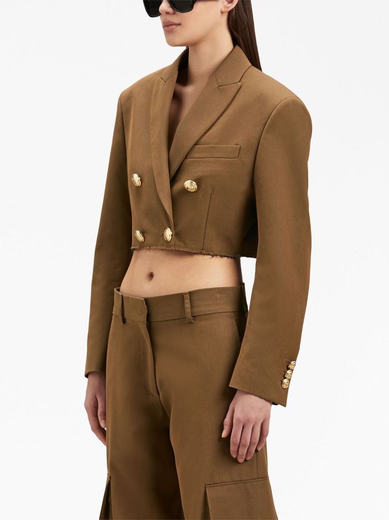 ボトムスその他 Palm Angels Double-Breasted Cropped Blazer With Gold Button Double-breasted cropped blazer