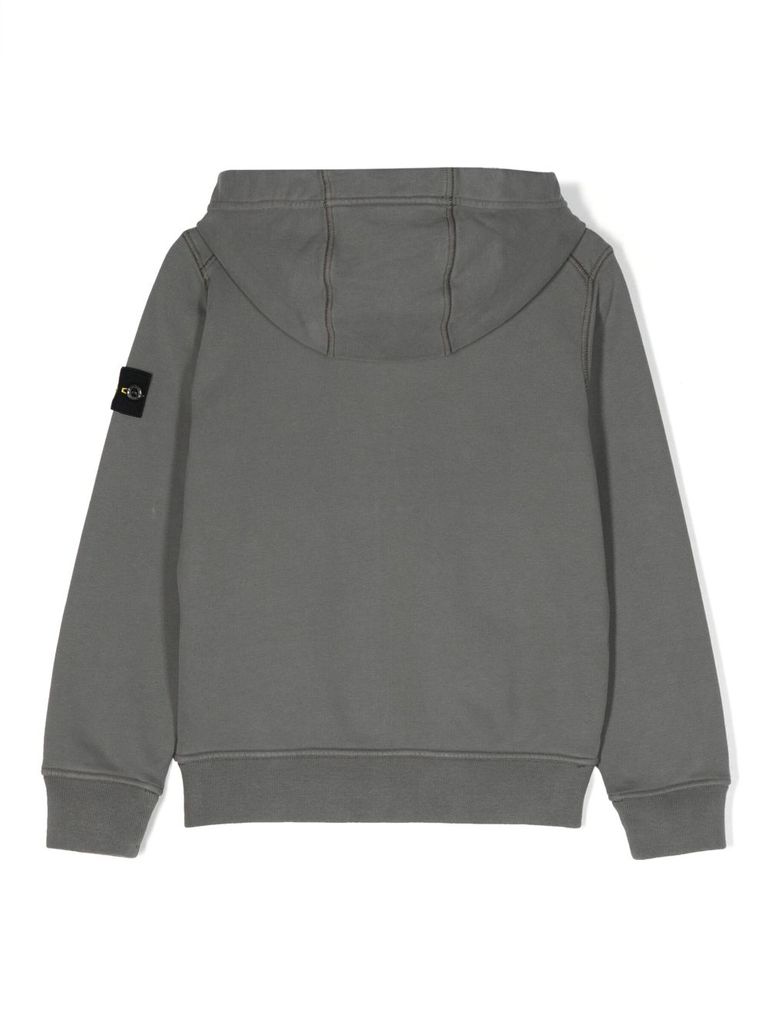 Stone island badge basic best sale zip hoodie