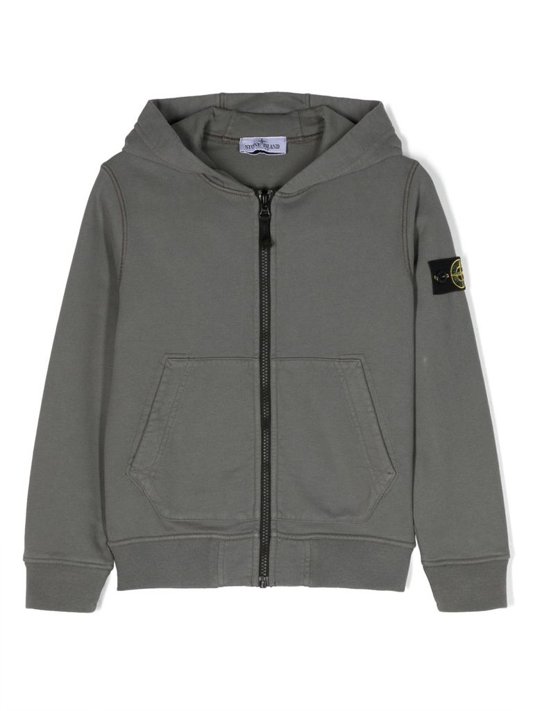 Grey stone island zip on sale hoodie