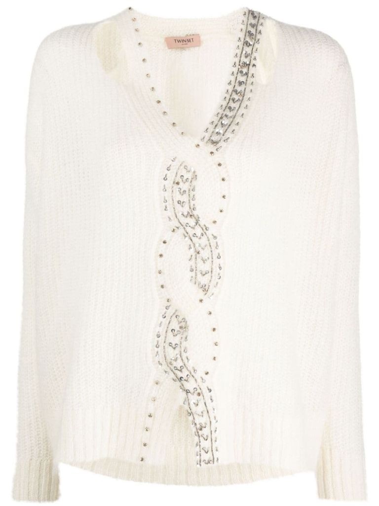 White 2024 embellished jumper