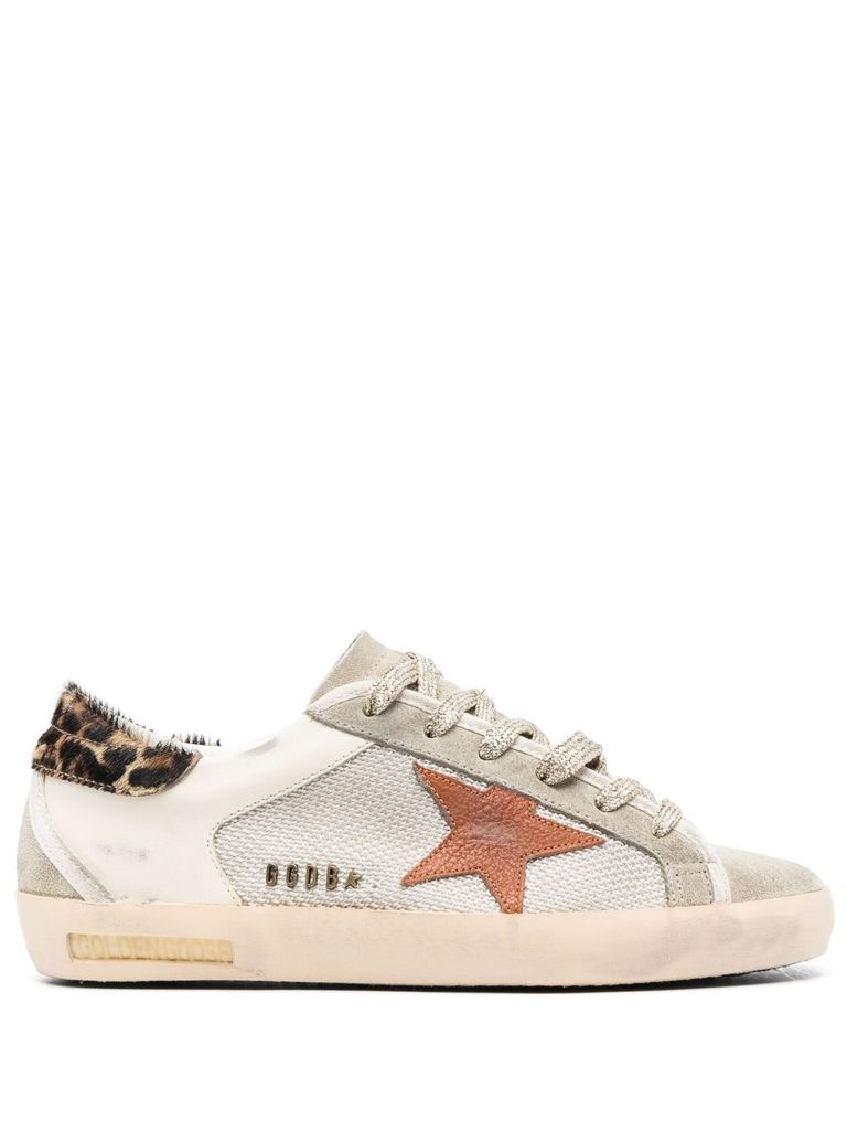 Golden goose deluxe brand super star shop distressed leather and calf hair sneakers