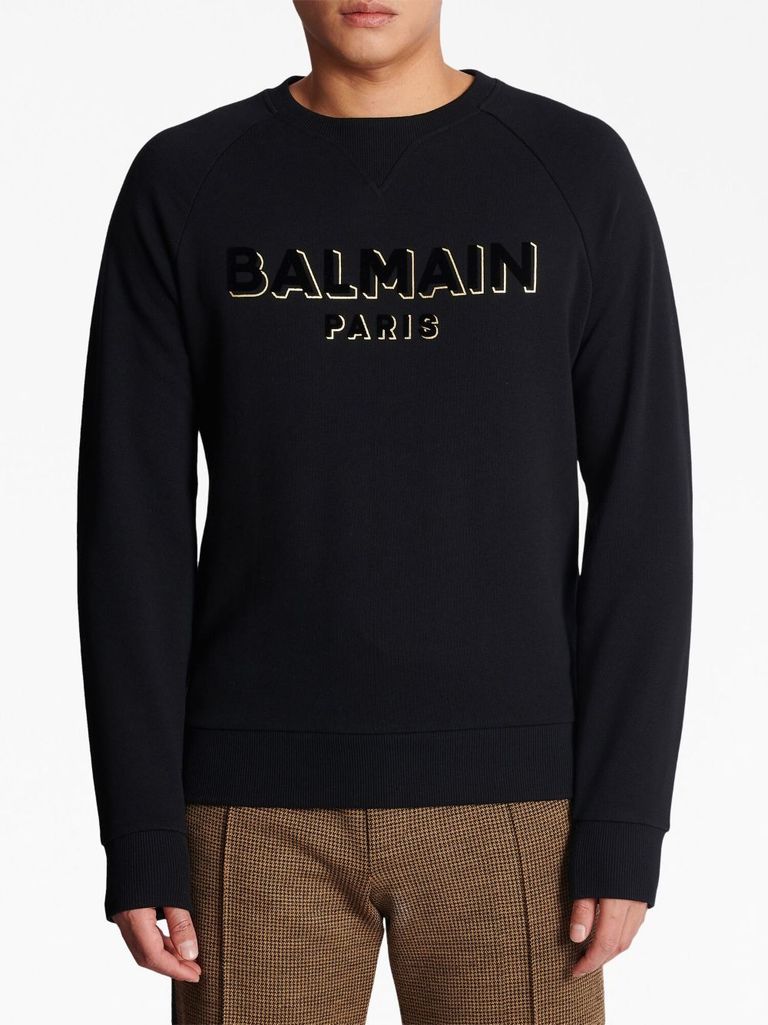 Balmain logo print sweatshirt sale