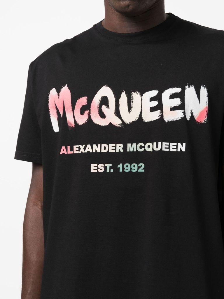 ★Alexander Mcqueen★ Red Graffiti Point Short Sleeve Tee Alexander McQueen Logo graffiti-print t-shirt | Black | FARFETCH