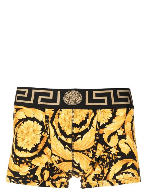 Black & Gold Barocco Leggings by Versace Underwear on Sale