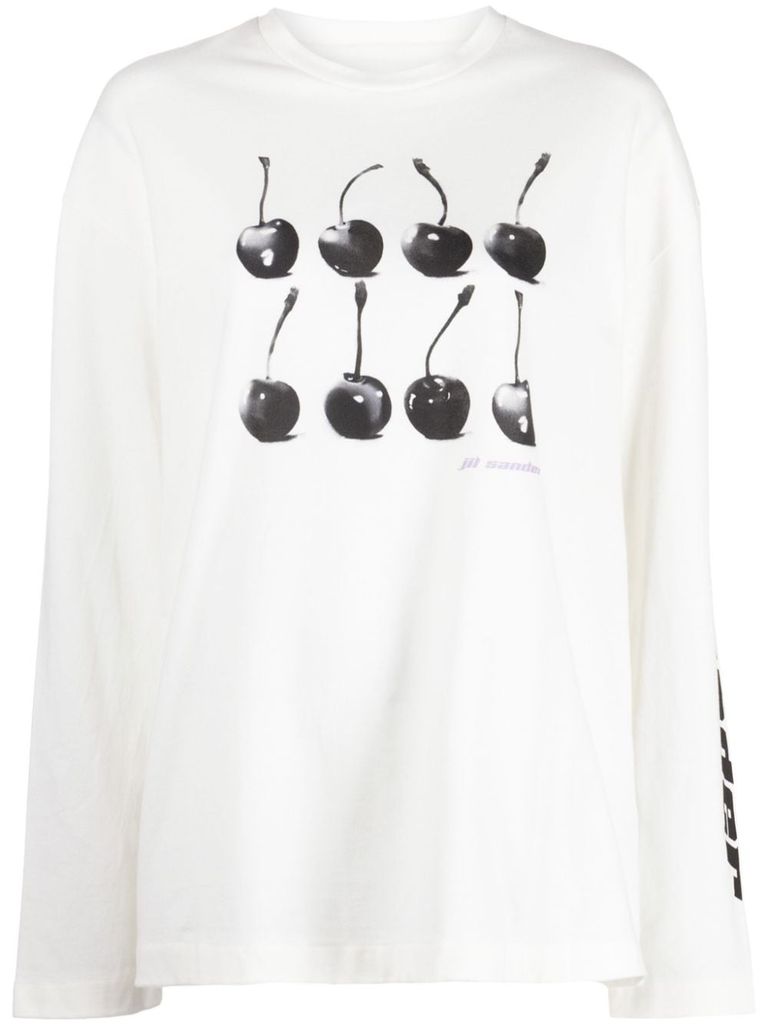 Tシャツ・カットソー JIL SANDER LONG SLEEVE T-SHIRT Jil Sander Men's' Logo Print Long Sleeve T-Shirt in White