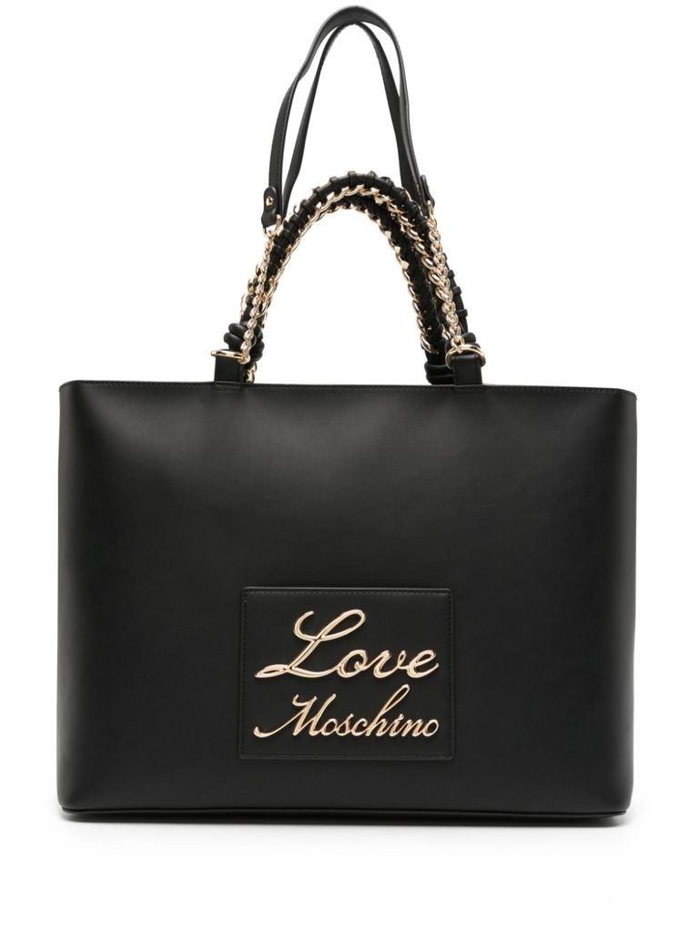 Love moschino black discount large shoulder tote bag