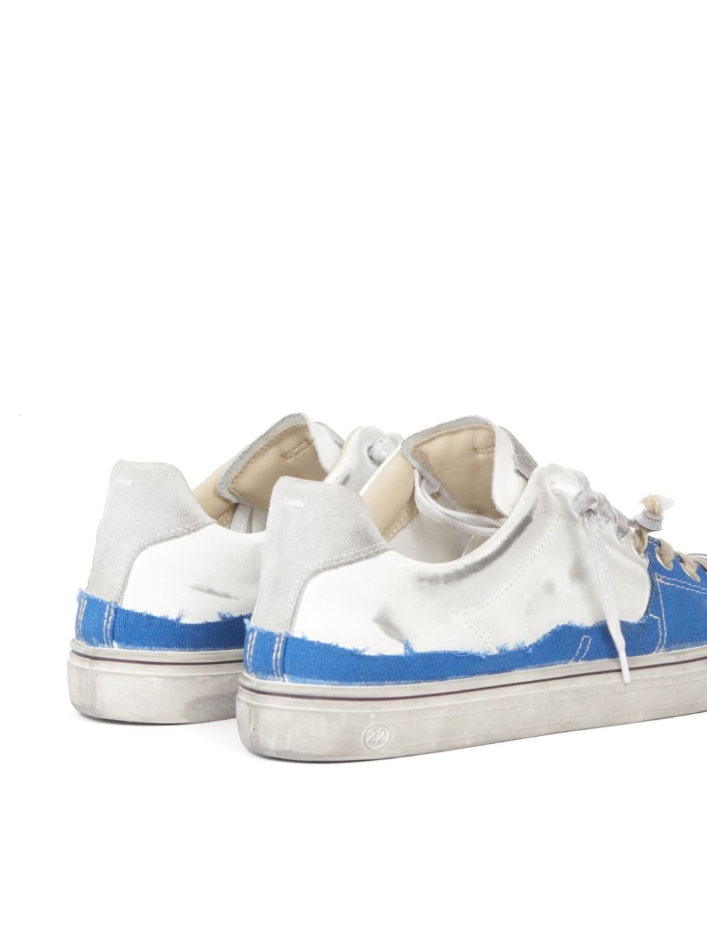 two different color sneakers