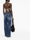High-waisted wide-leg stretch cotton jeans