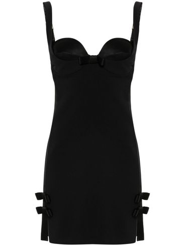 Short dress with bow and bustier neckline