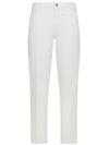 White cotton stretch jeans with pressed crease