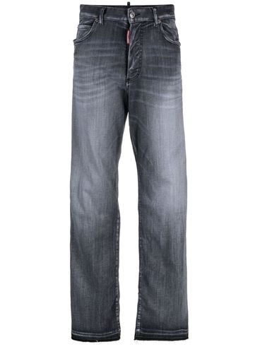 Straight leg stonewashed cotton jeans