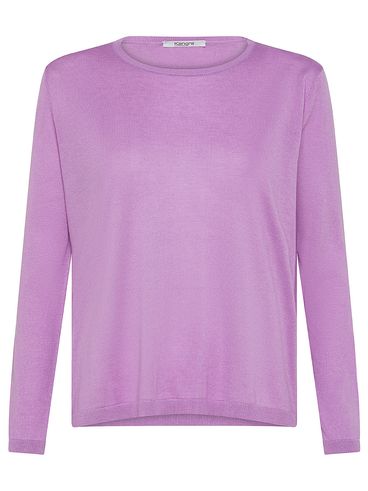 Round neck sweater in silk and cashmere blend