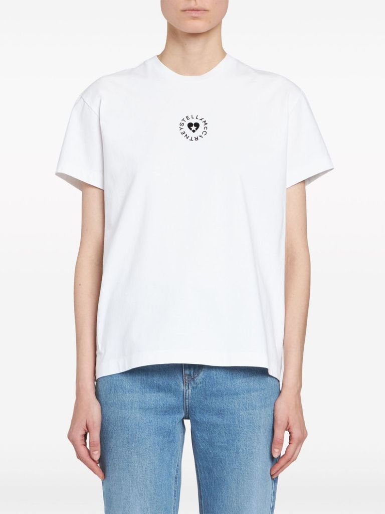 【Stella McCartney】Cotton T-shirt lovestruck Circular Logo Lovestruck Logo t-shirt