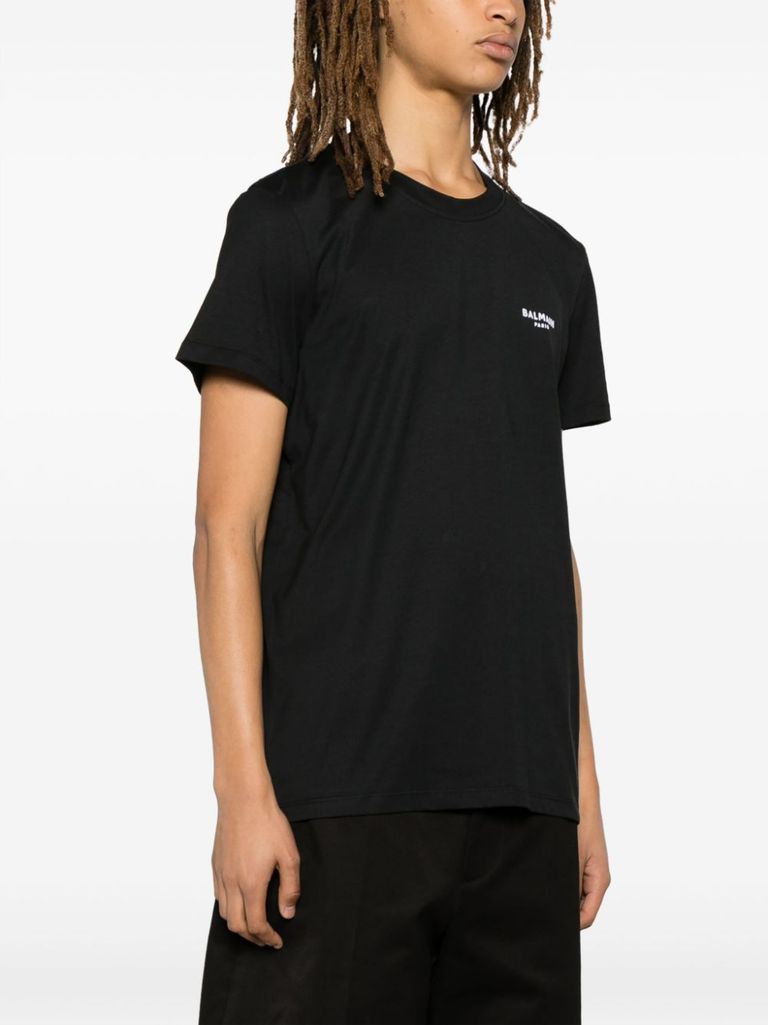 Tシャツ・カットソー BALMAIN SS25 T-SHIRT WITH LOGO (EH1EG010BB73 EAB) T-shirt with Balmain Paris print green green - Men | BALMAIN
