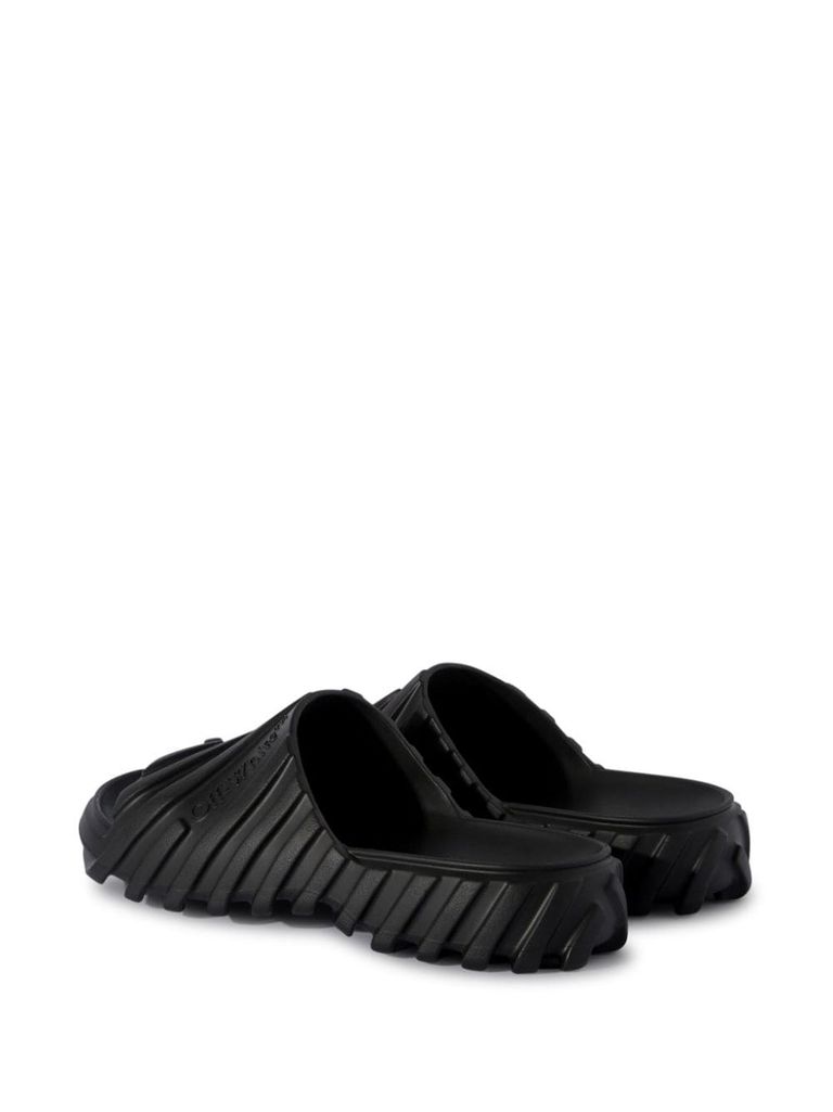 サンダル・ミュール Off White Black leather Bookish slippers Off-White Bookish logo-print Slides | Black | FARFETCH