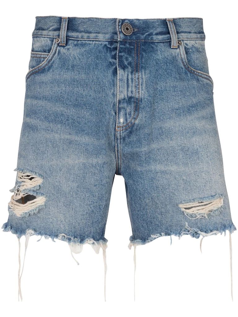 Balmain Shorts Mit Logo-stickerei In Blu