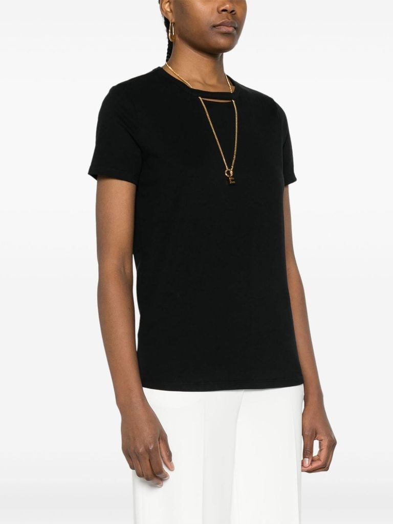 Tシャツ・カットソー ELISABETTA FRANCHI FW25 Necklace shirt (CA12356E2 EA4) Cotton jersey T-shirt with necklace | Elisabetta Franchi