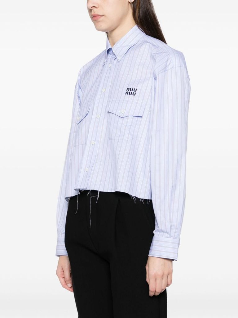 MIU MIU】Strech Cloth Stripe Shirts