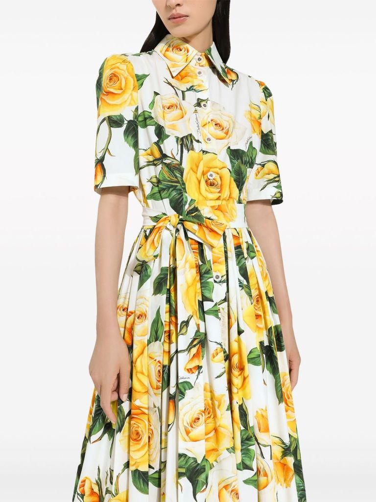 ワンピース DOLCE & GABBANA ABITO SMANICATO IN POPELINE STAMPA FIORI Abito senza maniche in popeline stampa fiori in Stampa da