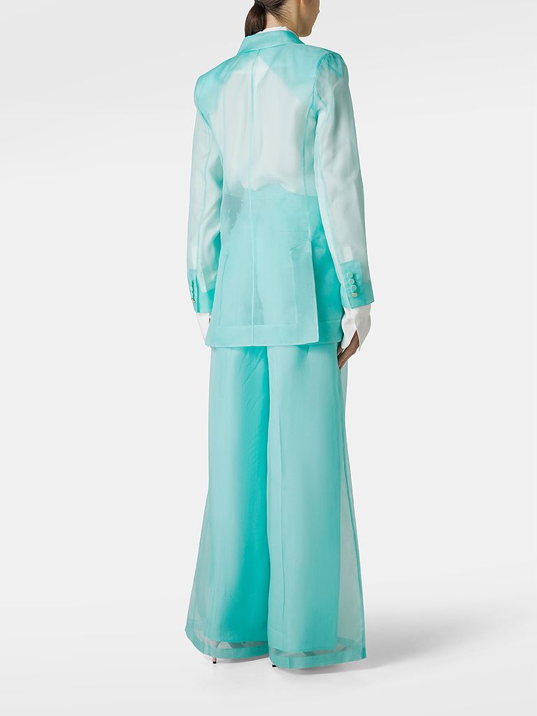 Double-breasted silk organza blazer