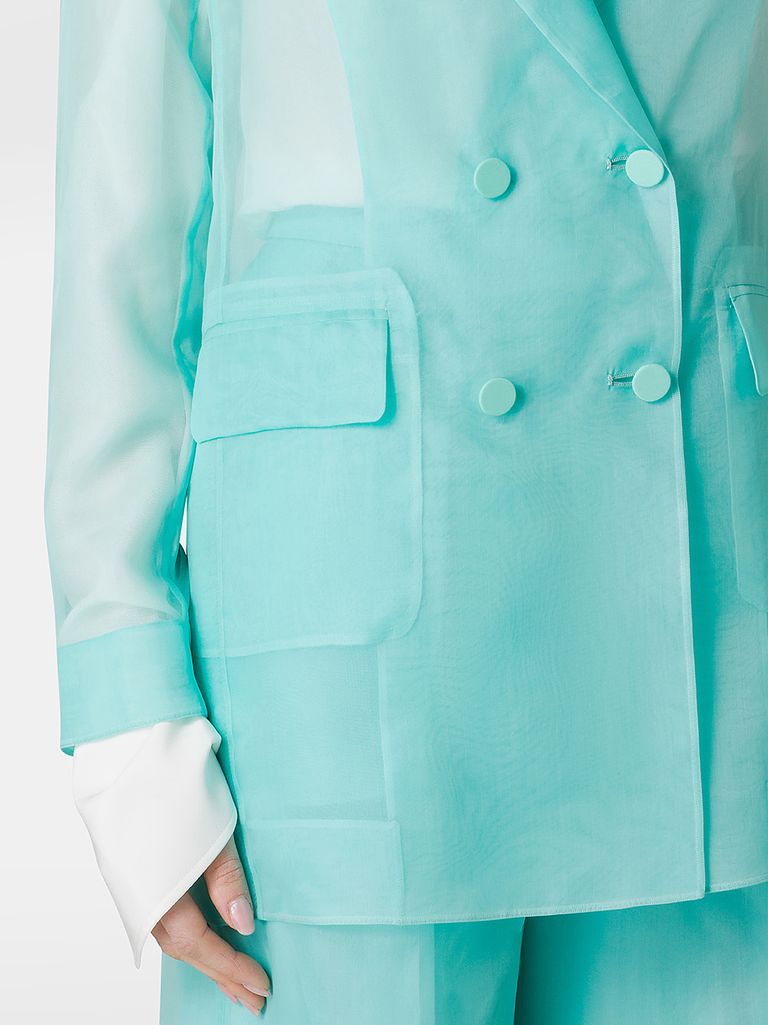 ジャケット Max Mara Esopo Double-Breasted Jacket In Organza Silk organza double-breasted blazer, camel | 