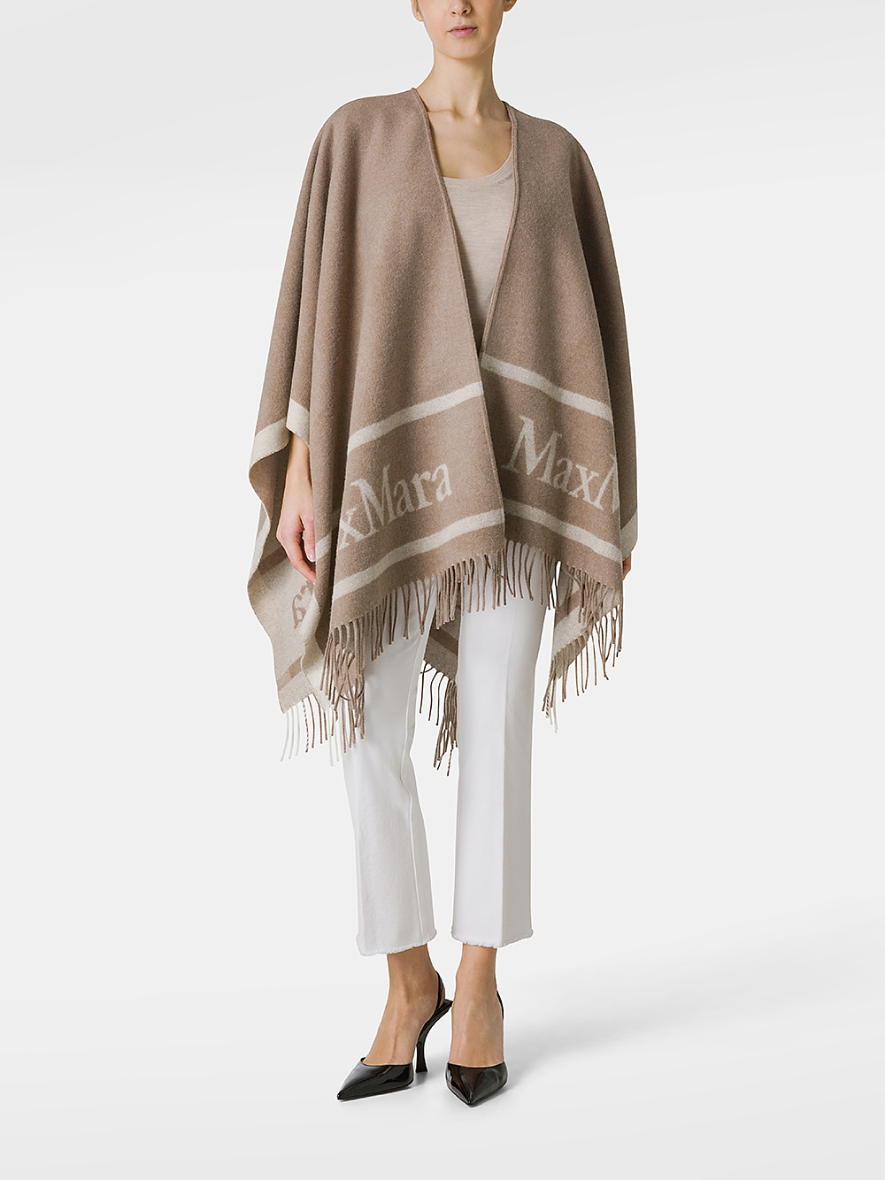 Hilde Wool Cape with Fringes