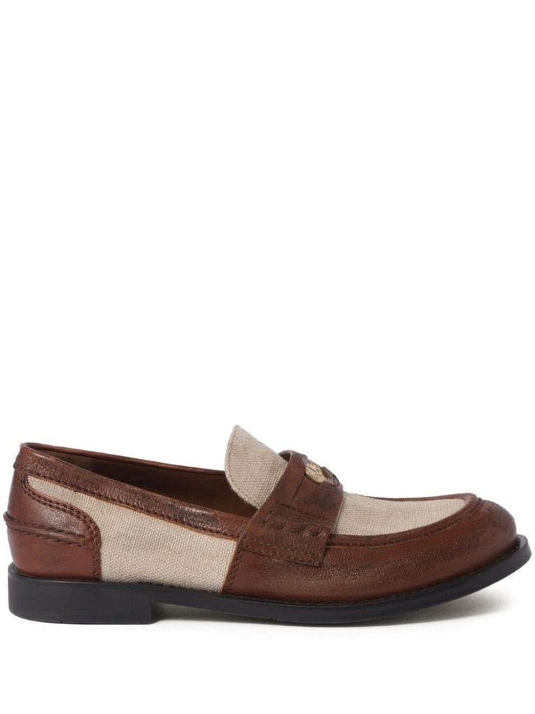 【関税&送料込】Miu Miu Two-Tone Leather Loafers Miu Miu two-tone Leather Penny Loafers | Brown | FARFETCH
