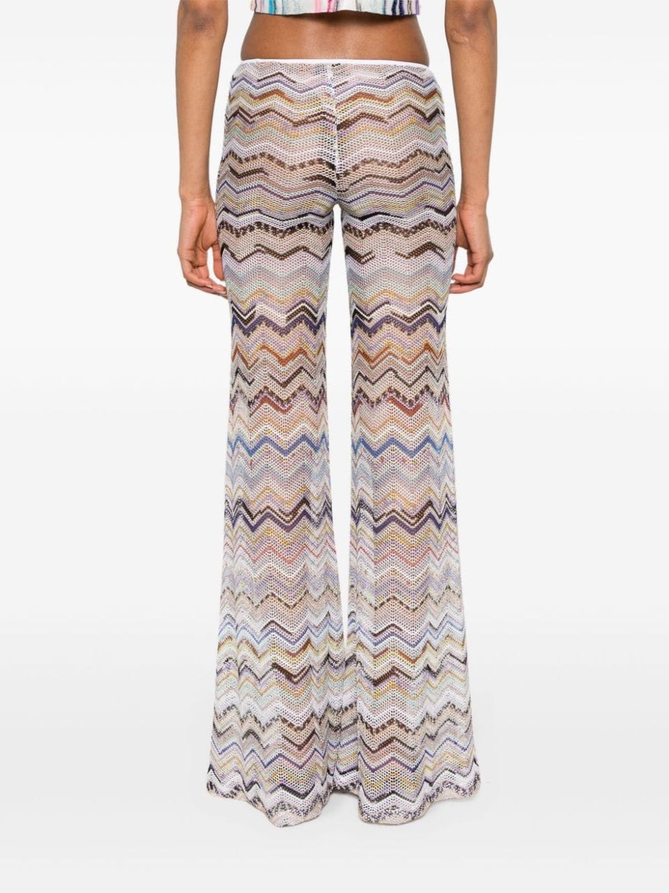 Flared pants in zigzag crochet with lurex